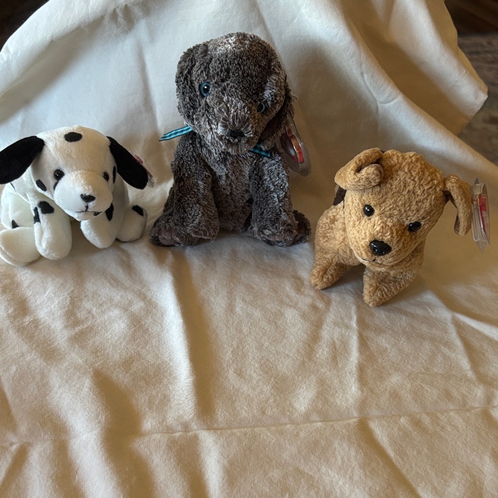 Charming Trio Dog Beanie Baby- Dotty, Tuffy, Frisbee
